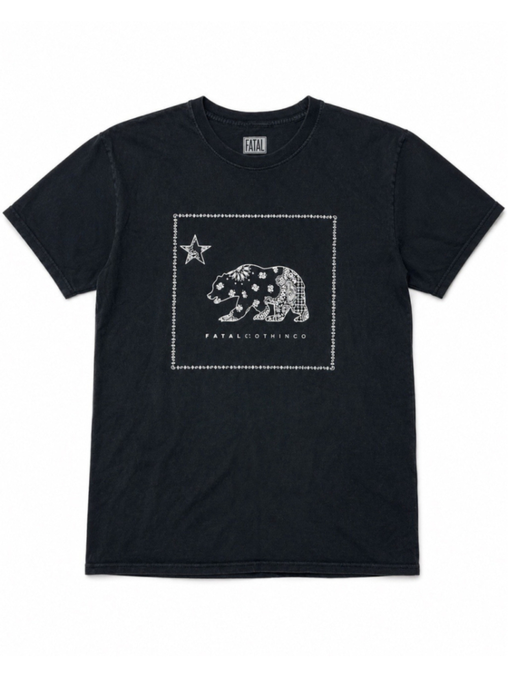 Fatal Clothing Co Black Graphic T-Shirt Bear California Logo Men’s Medium